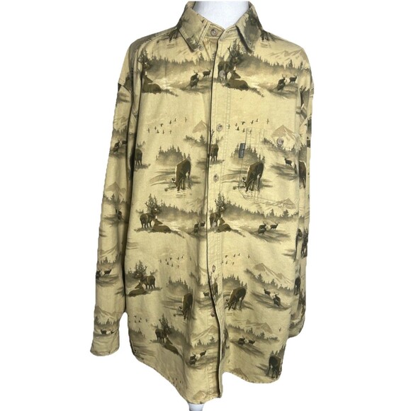 Vintage Woolrich Deer Whitetail Brown Button Down Shirt Men’s Large - Picture 1 of 7